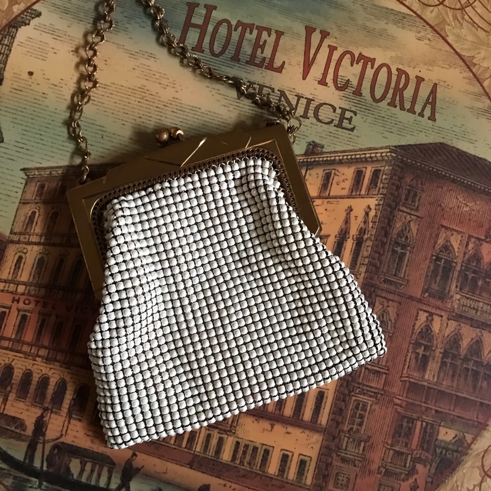 Whiting & Davis white mesh purse